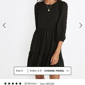 Madewell Puff Sleeve Ruffle Hem Mini Dress